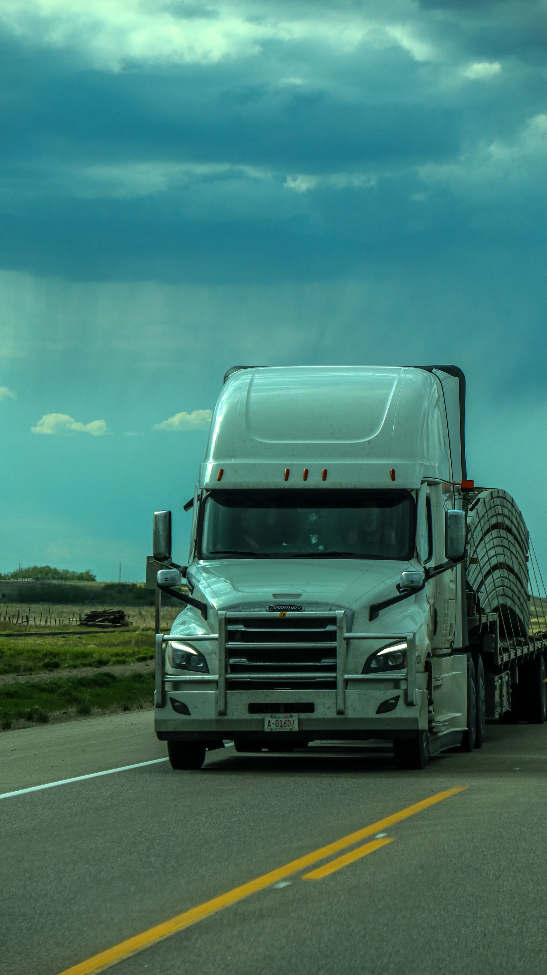 Commercial truck traveling through the Pacific Northwest